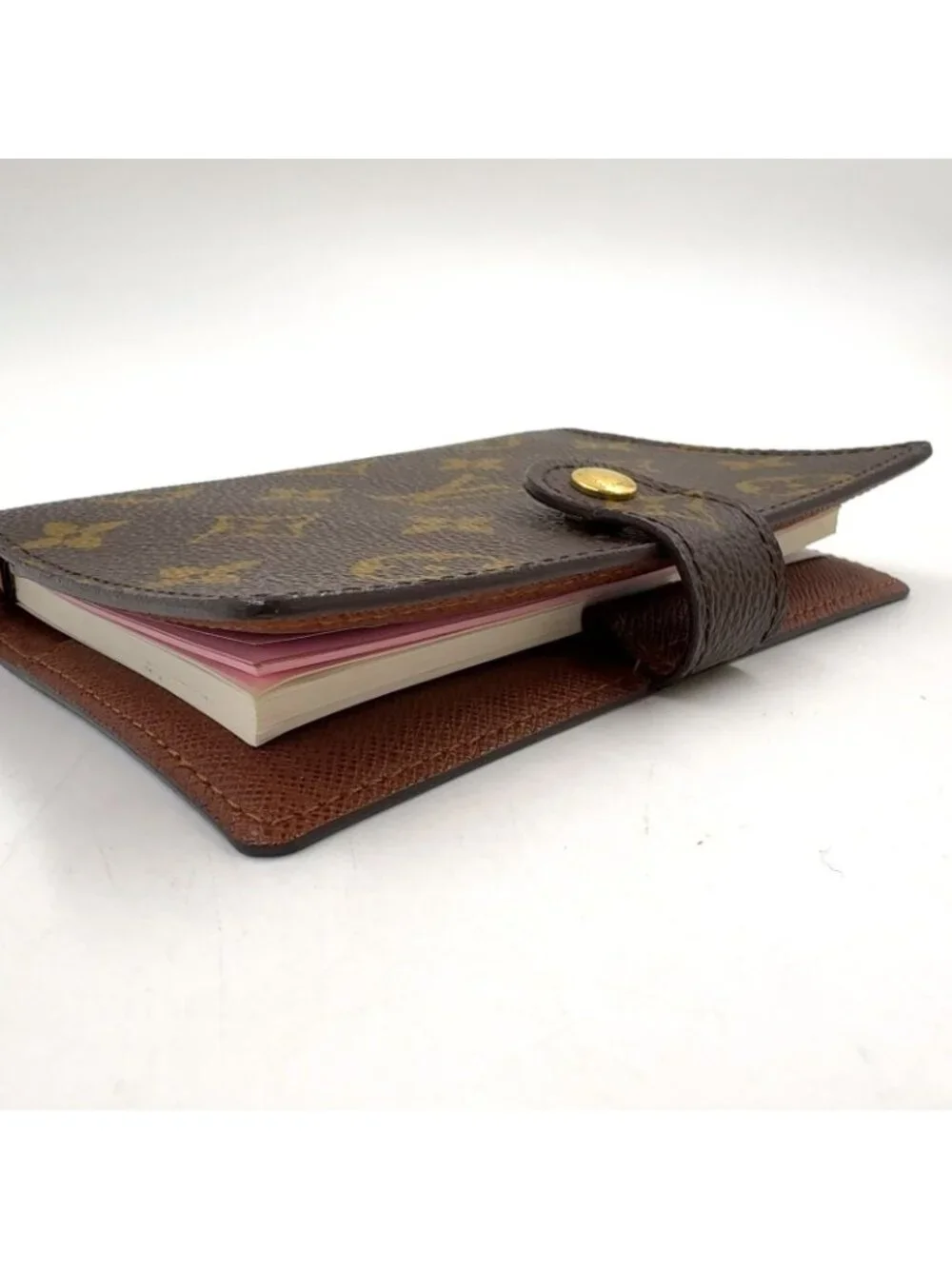 Louis Vuitton Agenda PM Monogram Leather Brown Pocket Bookcover Gold